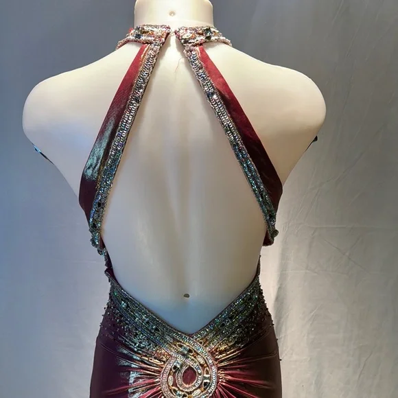 Elegant Burgundy  Evening Dress - Picture 7 of 15